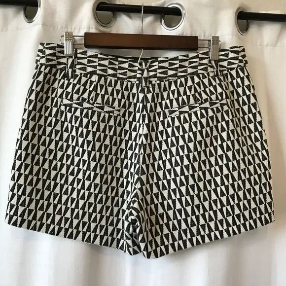 Anthropologie Cartonnier Neda Shorts Black White Geometric Print 4” Retro Mod 10 - Picture 6 of 10